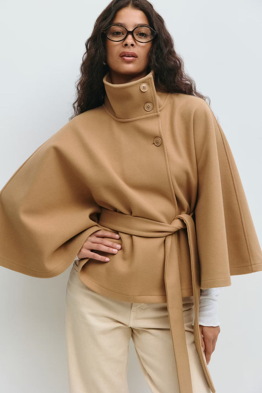 Stilla | Høj Krave Bæltemantel Elegant Minimalistisk Ydertøj