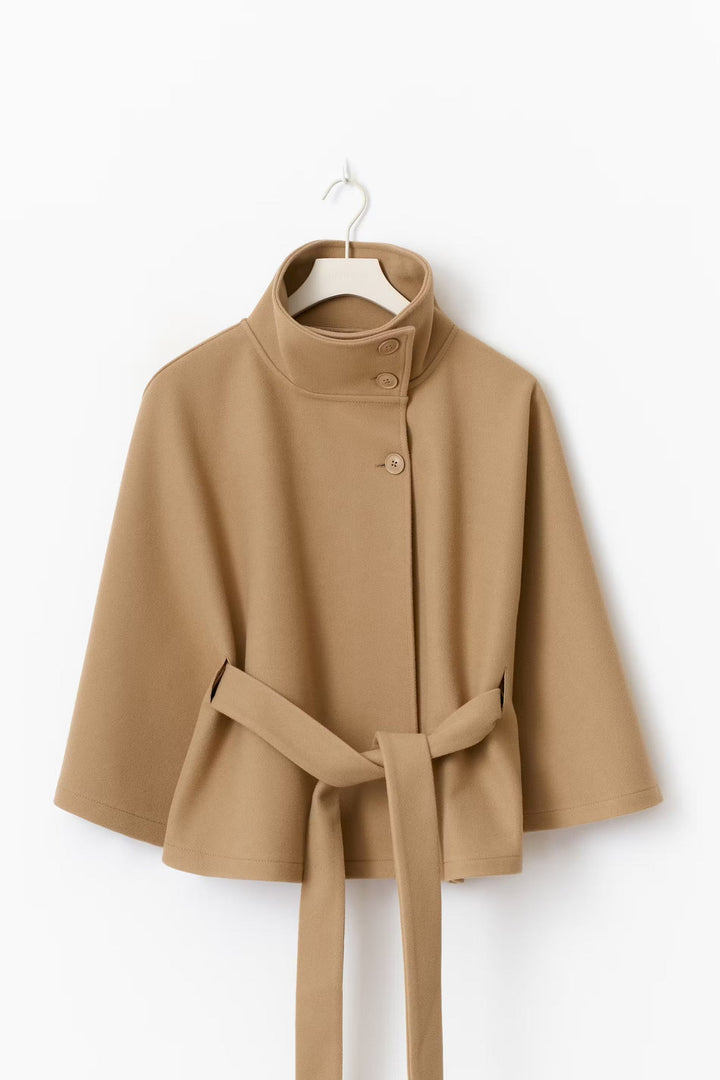 Stilla | Høj Krave Bæltemantel Elegant Minimalistisk Ydertøj