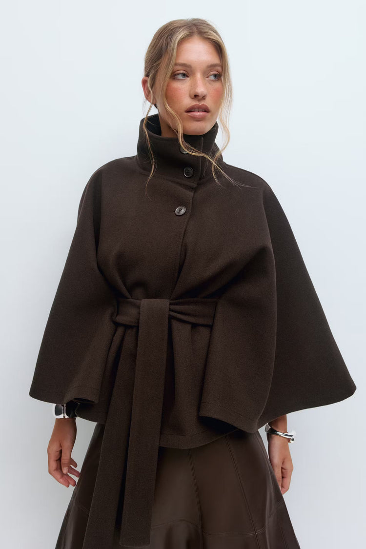 Stilla | Høj Krave Bæltemantel Elegant Minimalistisk Ydertøj