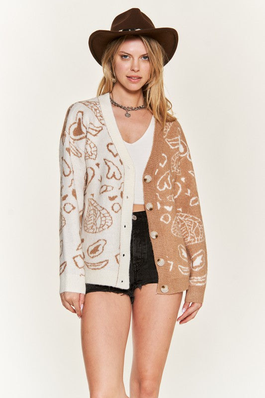 Stilla | Paisley Farveblok Cardigan