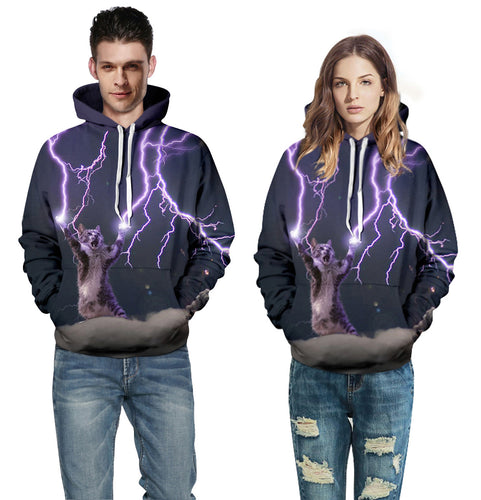 Unisex Hoodie med kreativt dyremotiv og livlige grafik Stilla