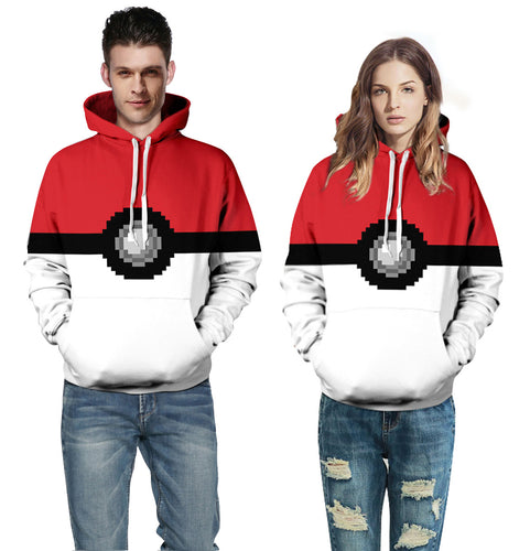 Herrer hættetrøje med pixelagtigt Pokéball-design Stilla