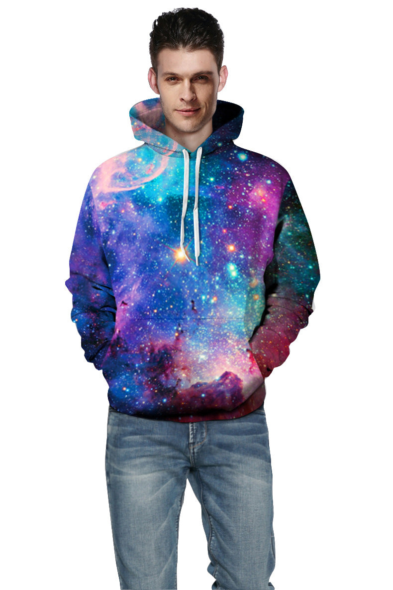 Herre hoodie med galaktisk design Stilla