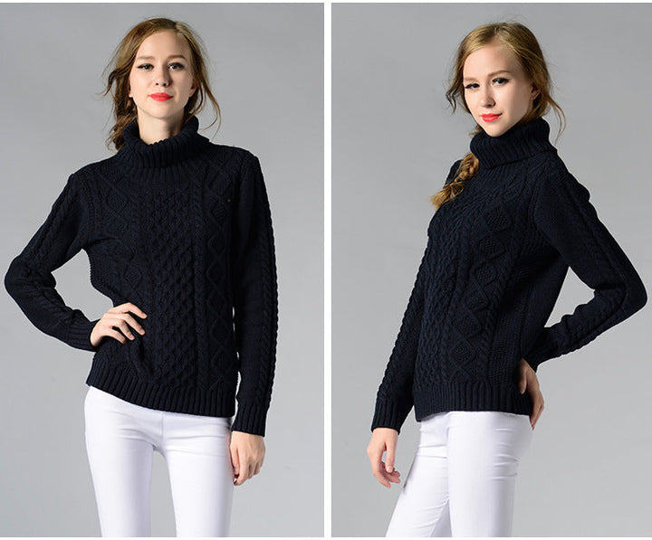 Skovae | Dame Rullekrave sweater med lange ærmer og kabelstrik