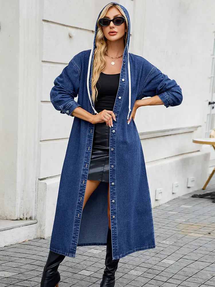 Stilla | Dame Lang Denim-Trenchcoat