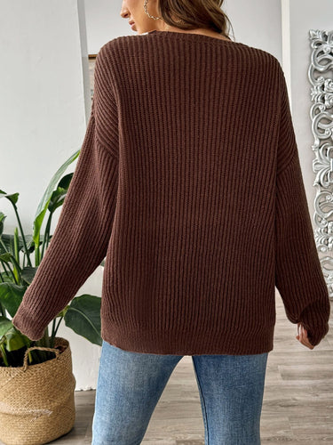 Stilla | Pullover med kontrastfarve, lange ærmer og faldende skuldre