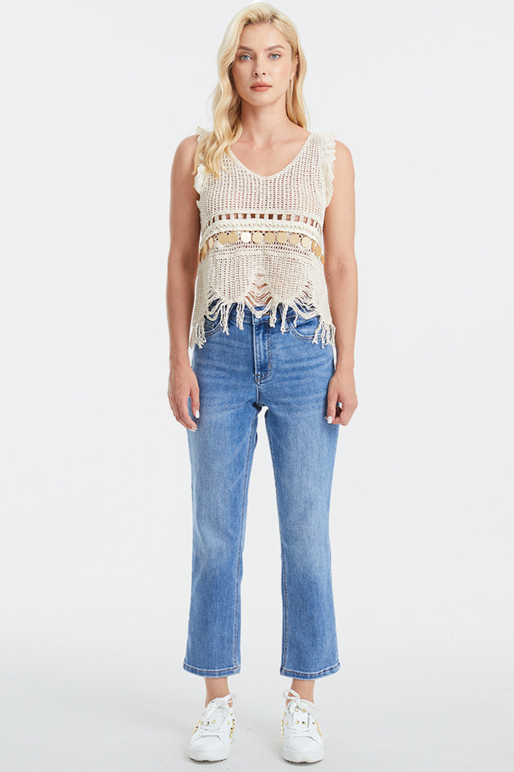 Stilla | Full Size Høj Talje Raw Hem Straight Jeans