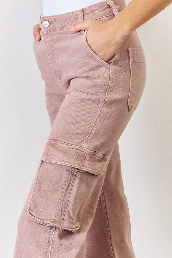 Stilla | Full Size Høj Talje Cargo Bred Ben Jeans