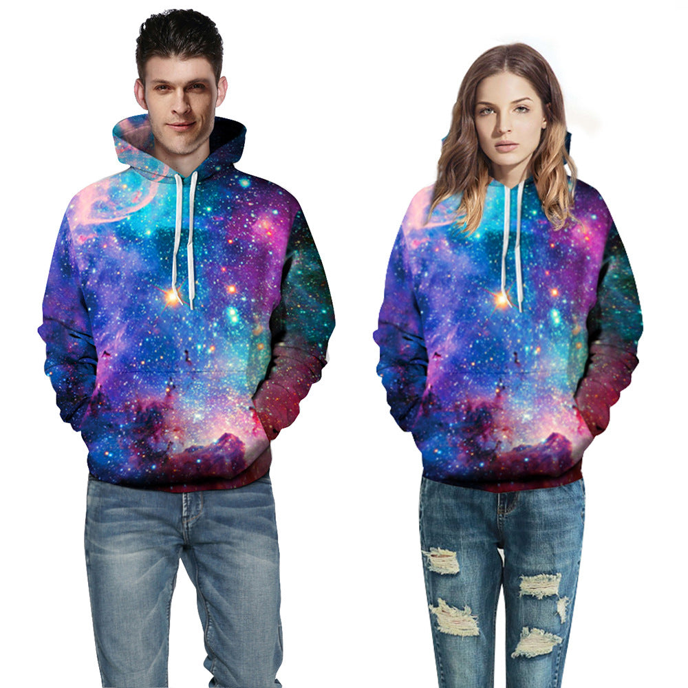 Herre hoodie med galaktisk design Stilla