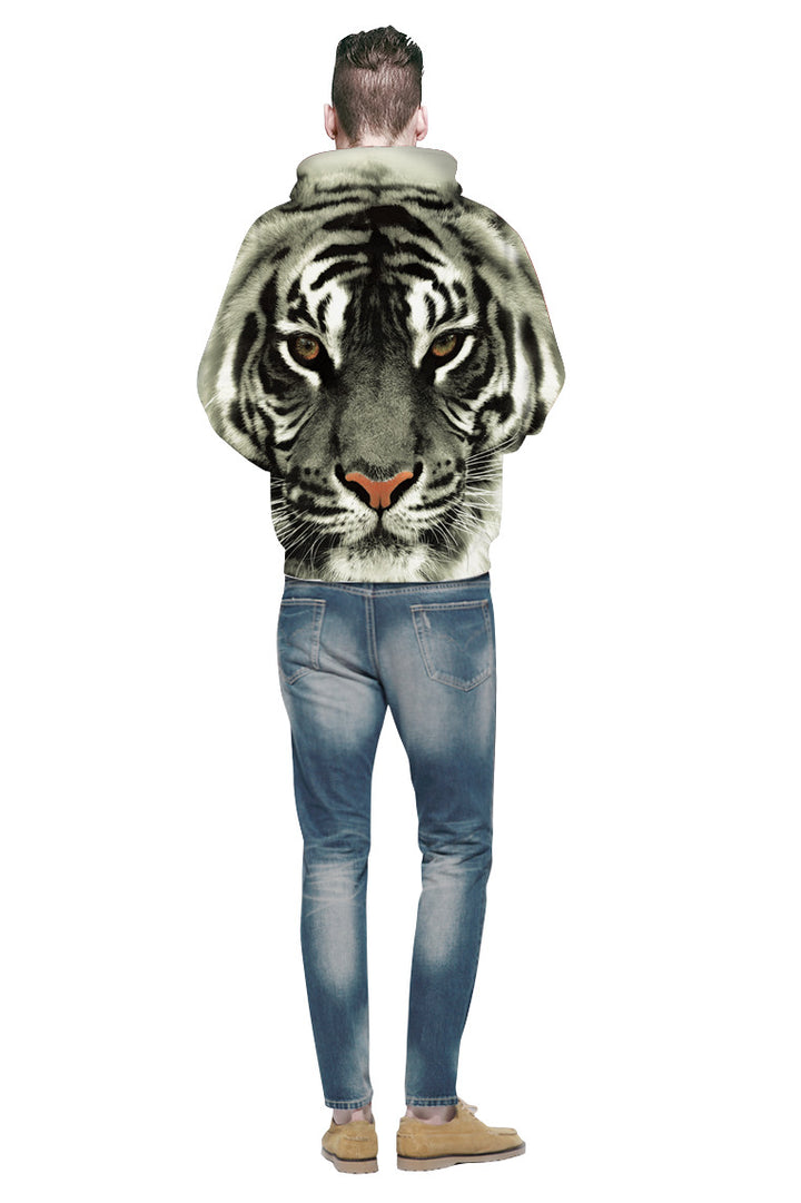 Herrer Hoodie med unikt tigerdesign Stilla