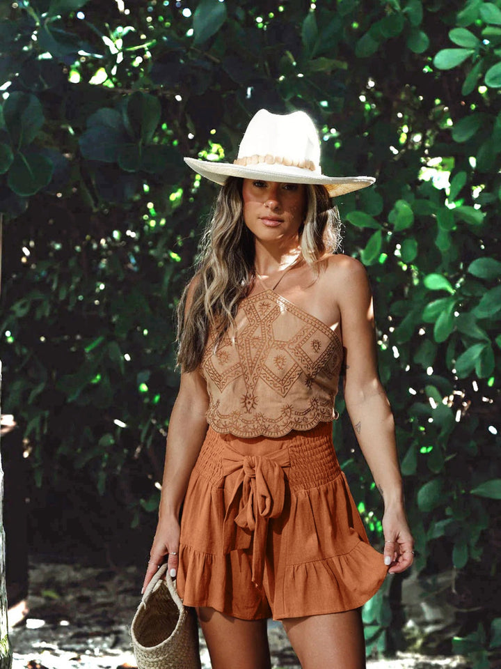 Stilla | Størrelse Smocked Ruffled High Waist Shorts