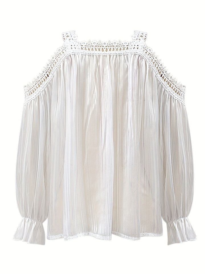Stilla | Bluse Draperet Med Spidskant
