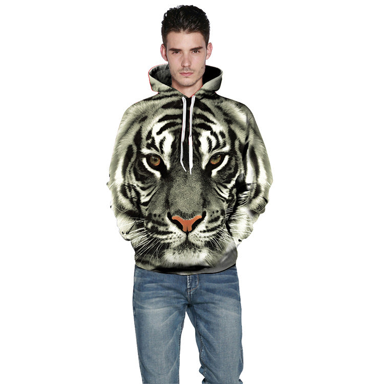 Herrer Hoodie med unikt tigerdesign Stilla