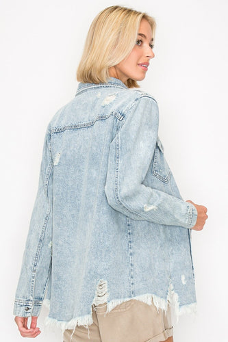 Stilla | Knapper Op Distressed Denim Skjorte