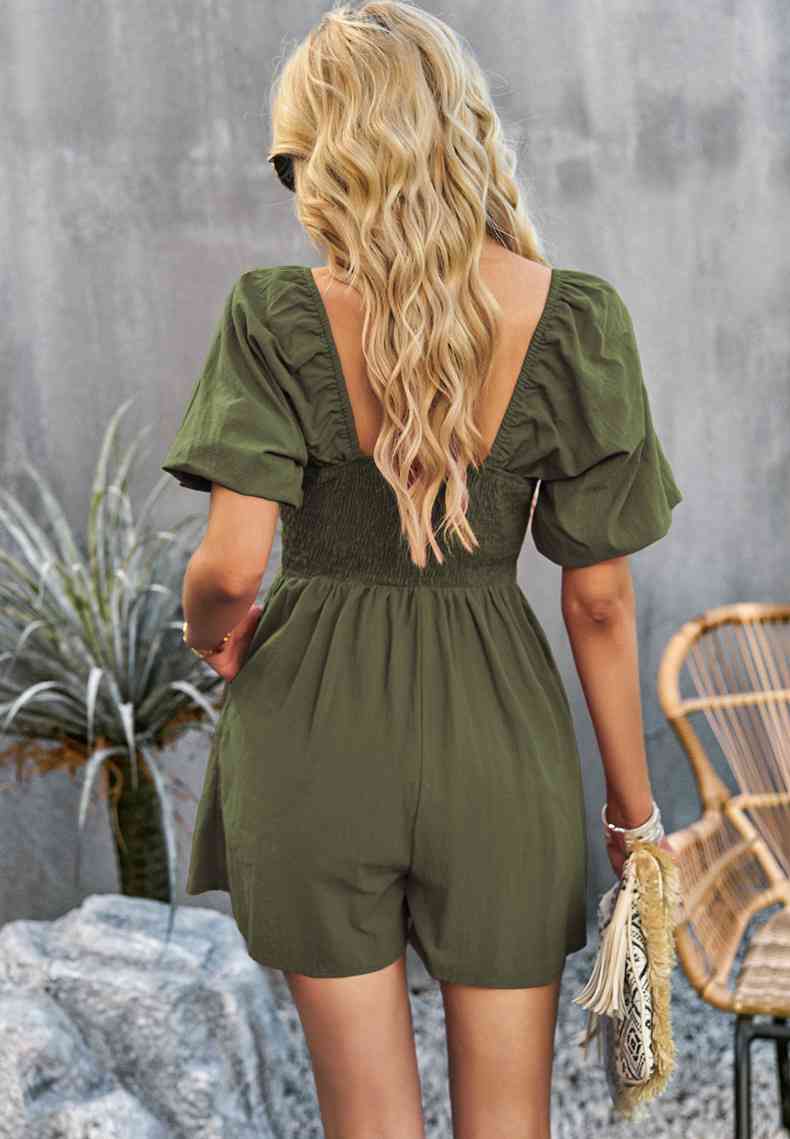 Stilla | Hals Kortærmet Smocked Romper