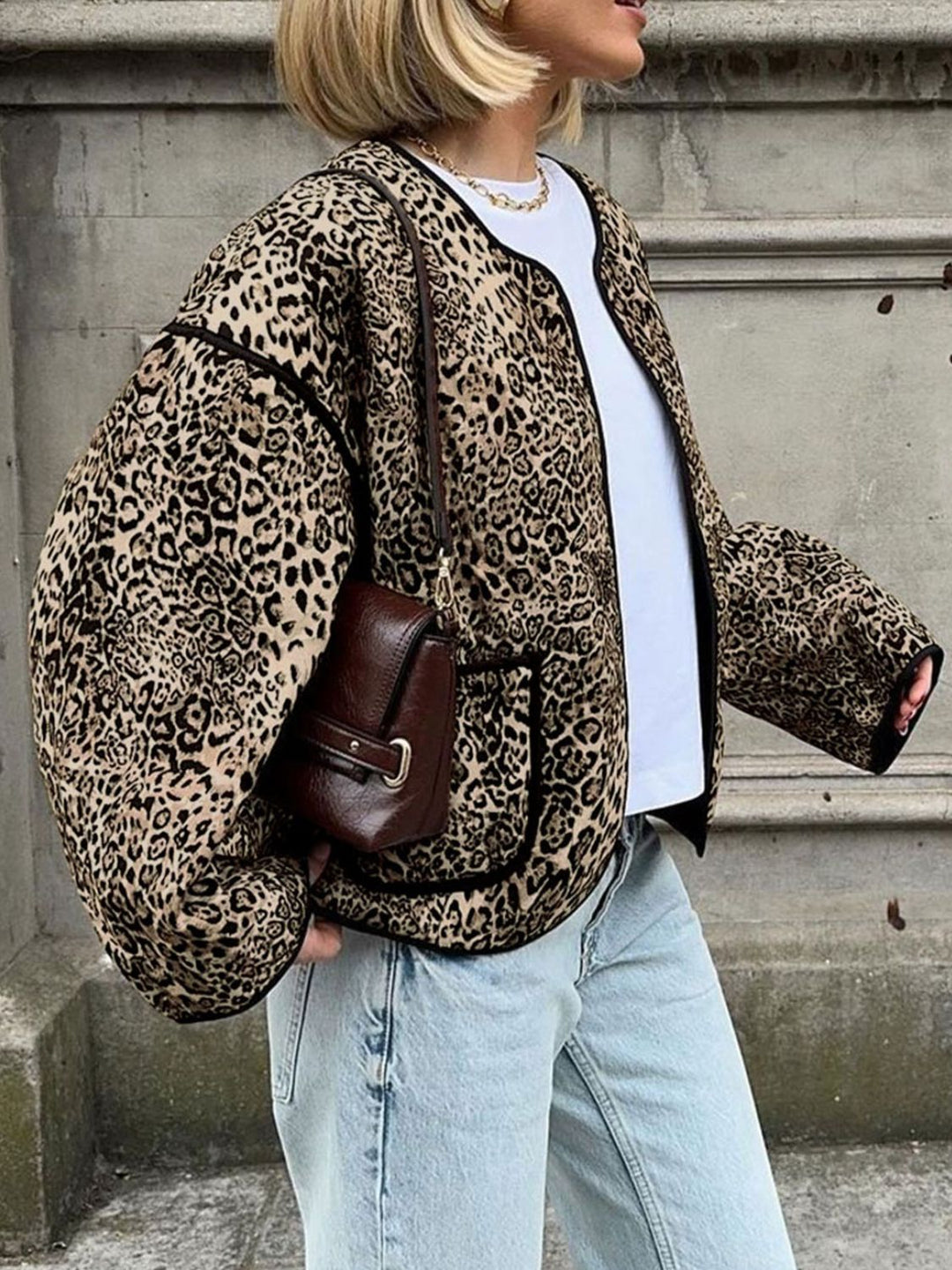Stilla | Perfee Leopardejakke Med Lange Ærmer og Åben Forside