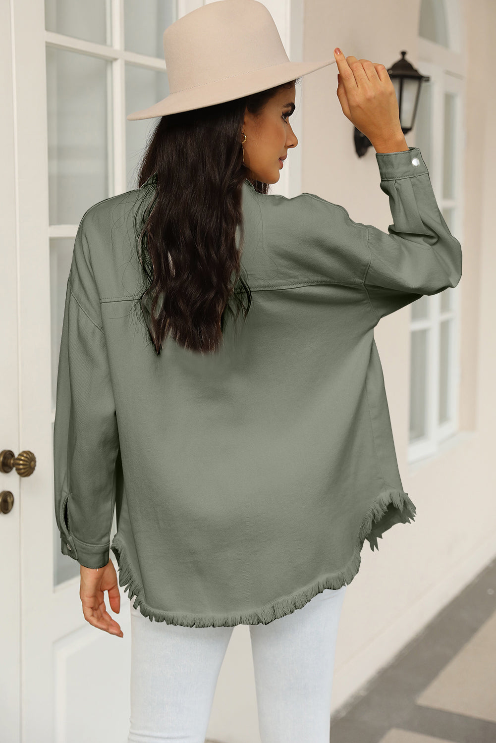 Stilla | Snap Down Raw Hem Denim Jakke