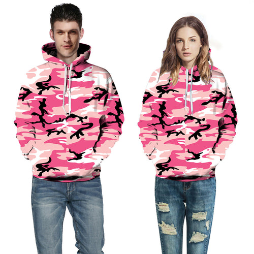 Dame hoodie med kreativ camouflage-design Stilla