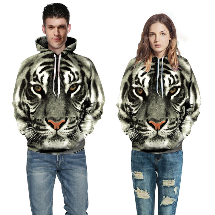 Herrer Hoodie med unikt tigerdesign Stilla