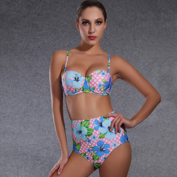 Dame Højskåret Bikini med floral design Skovae