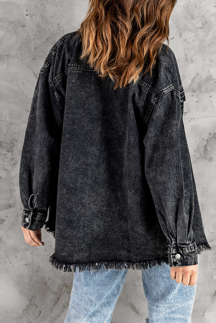 Stilla | Up Pocketed Raw Hem Denimjakke