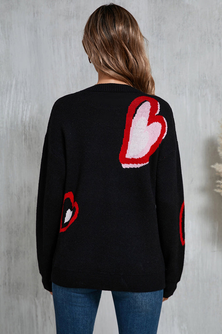 Stilla | Rundhals Sweater Med Lange Ærmer i Hjerteform