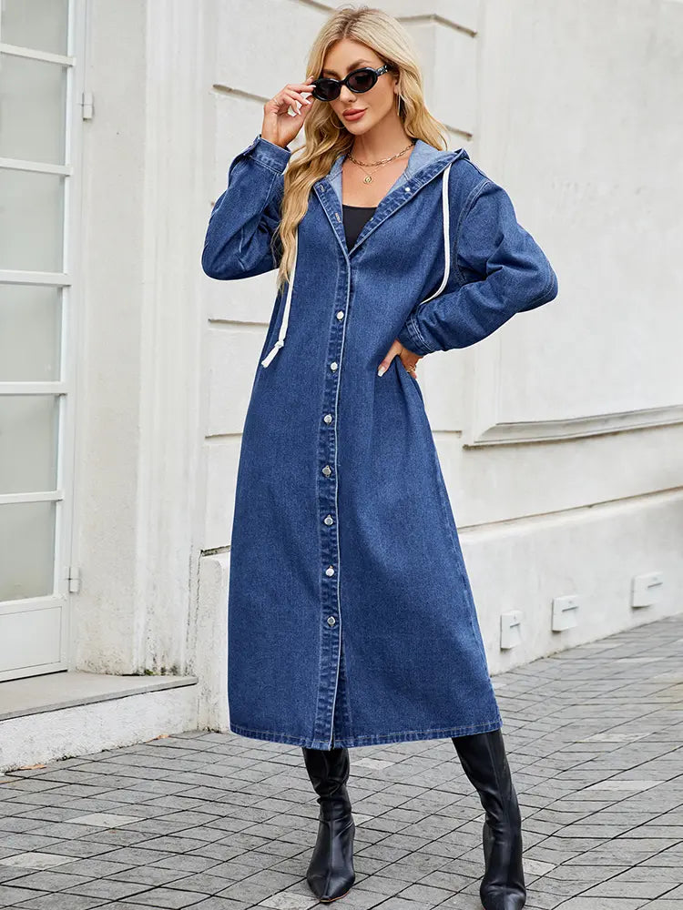 Stilla | Dame Lang Denim-Trenchcoat