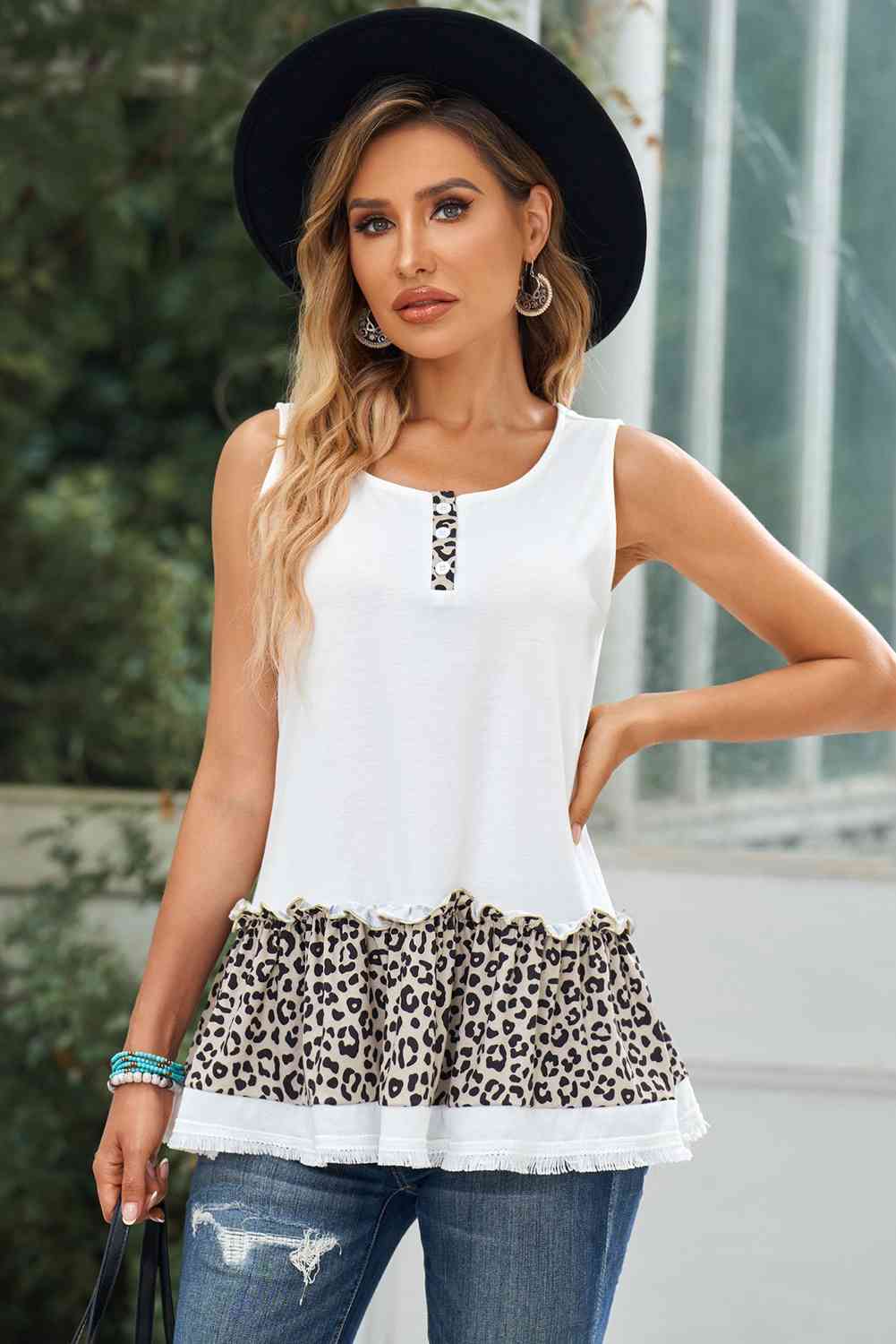 Stilla | Farveblok Frill Trim Tank Top
