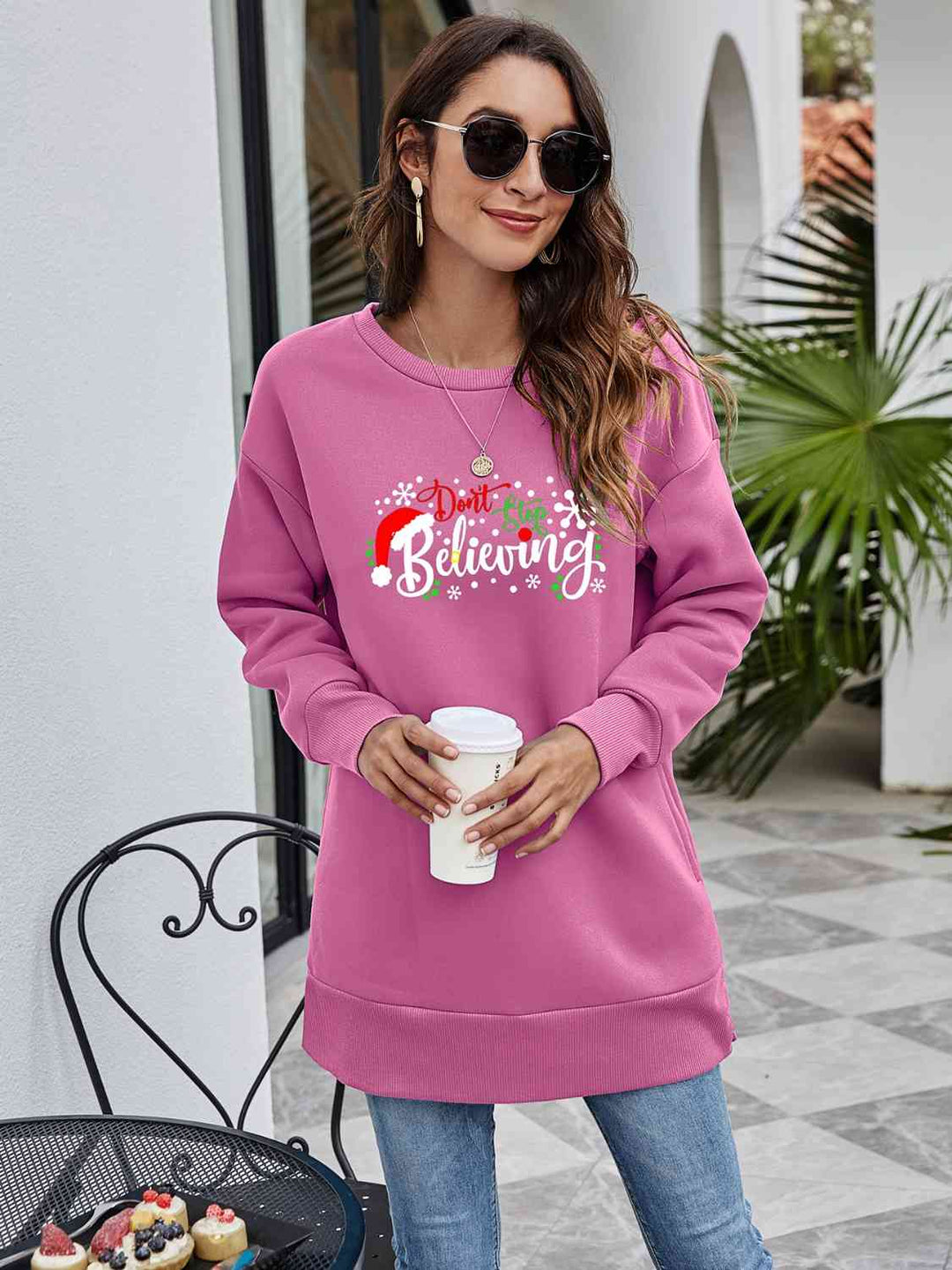 Stilla | Stop Believing Graphic Drop Shoulder Sweatshirt