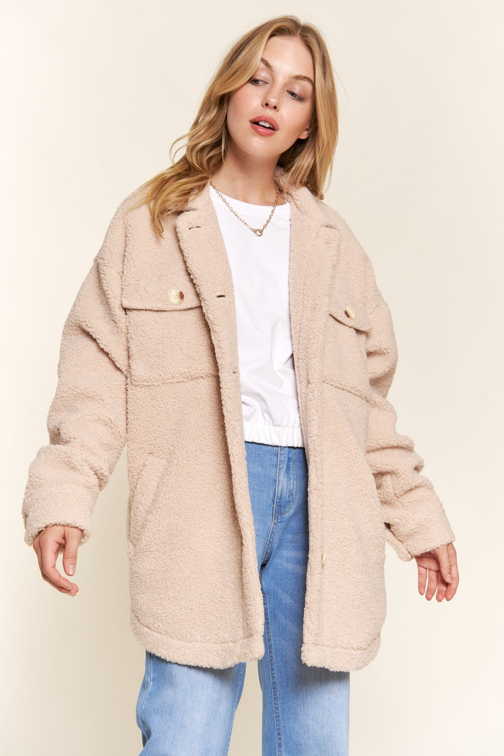 Stilla | og Knapjakke Hvorfor Teddy Sherpa Med Rundet Kant