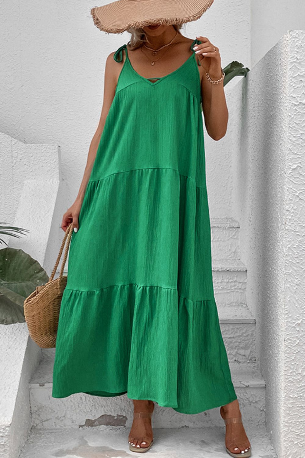 Stilla | Skulder Tiered Maxi Kjole