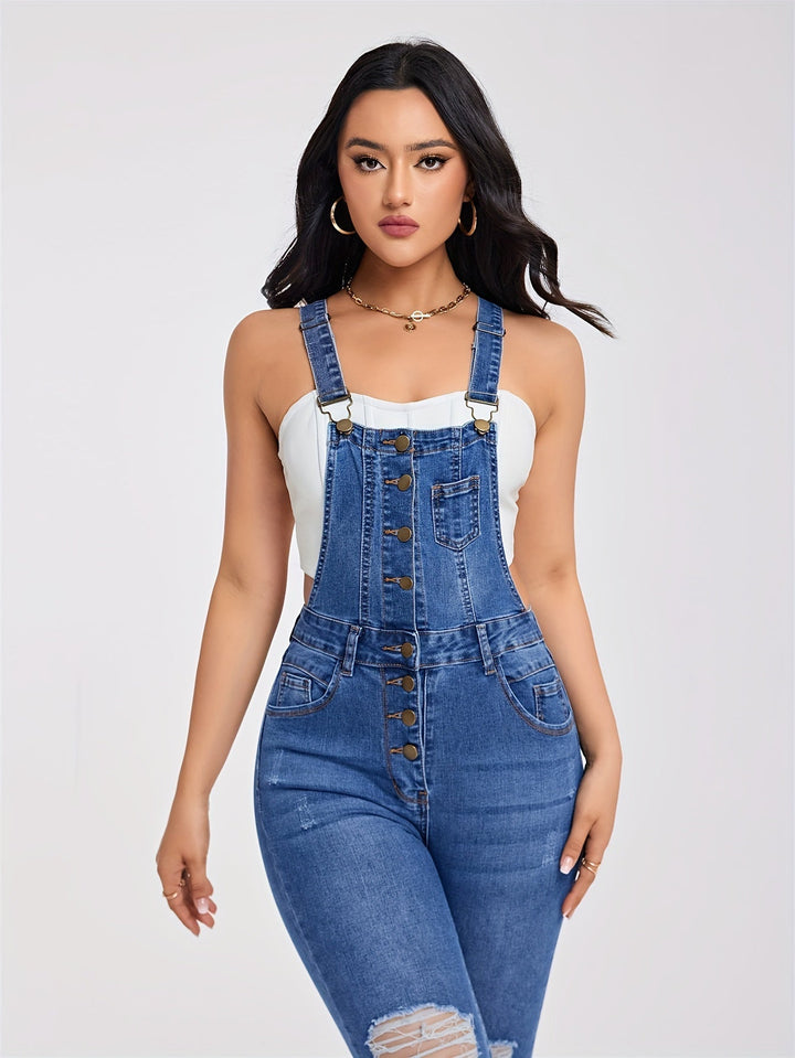 Stilla | Irevne Denim Overalls Med Halve Knapper