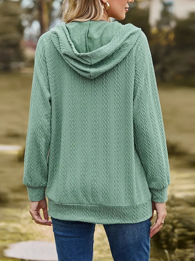 Stilla | Sweatshirt Med Hætte Ensfarvet Med Lange Ærmer, Ribkant Og Lomme