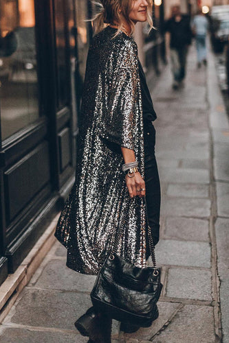 Stilla | Glamour Disco Paillette kimono med vidt ærme