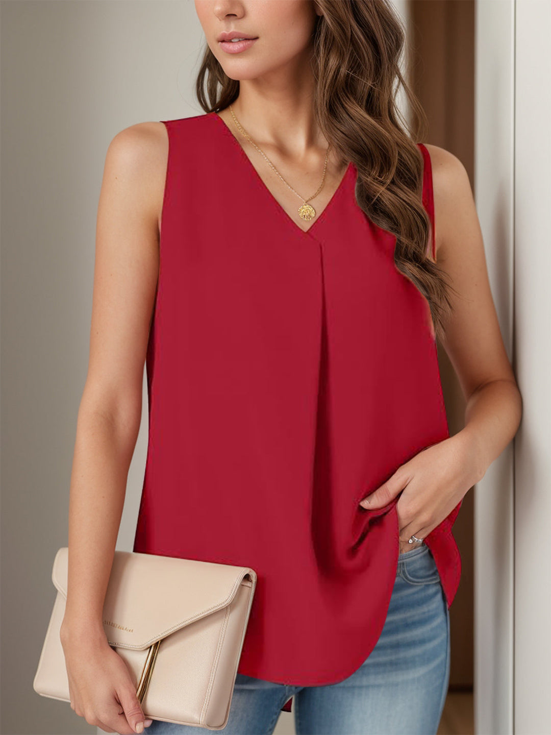 Stilla | Plus Size Rynket V-Hals Tank