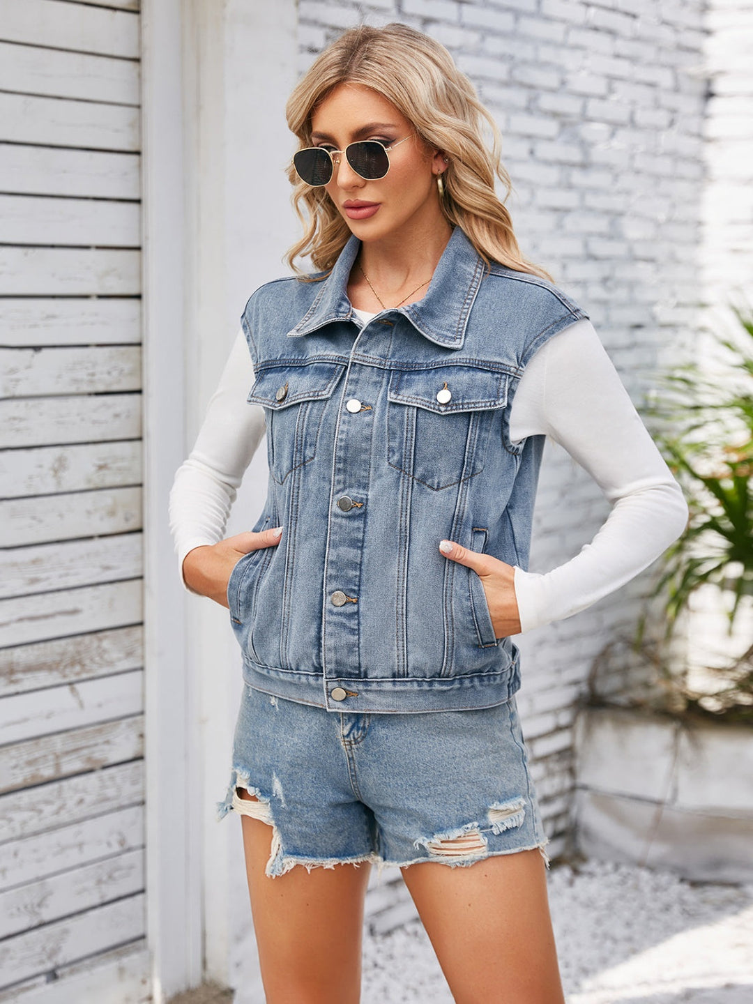 Stilla | Up Cap Sleeve Denim Jakke