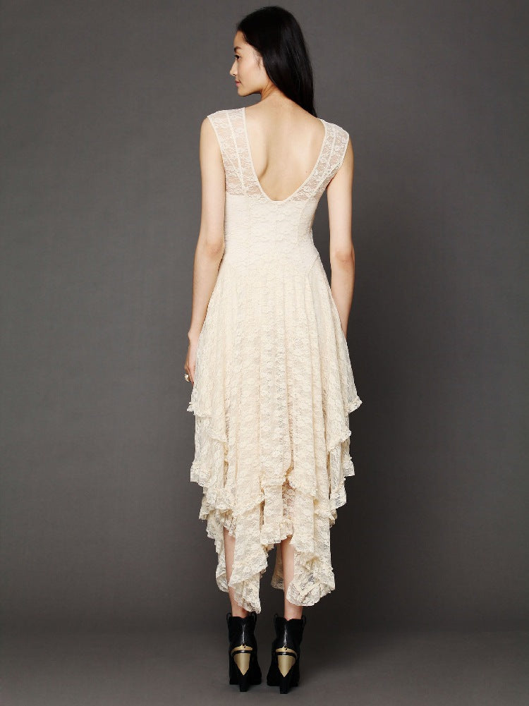 Dame Elegant Spidselag Midi Kjole Stilla