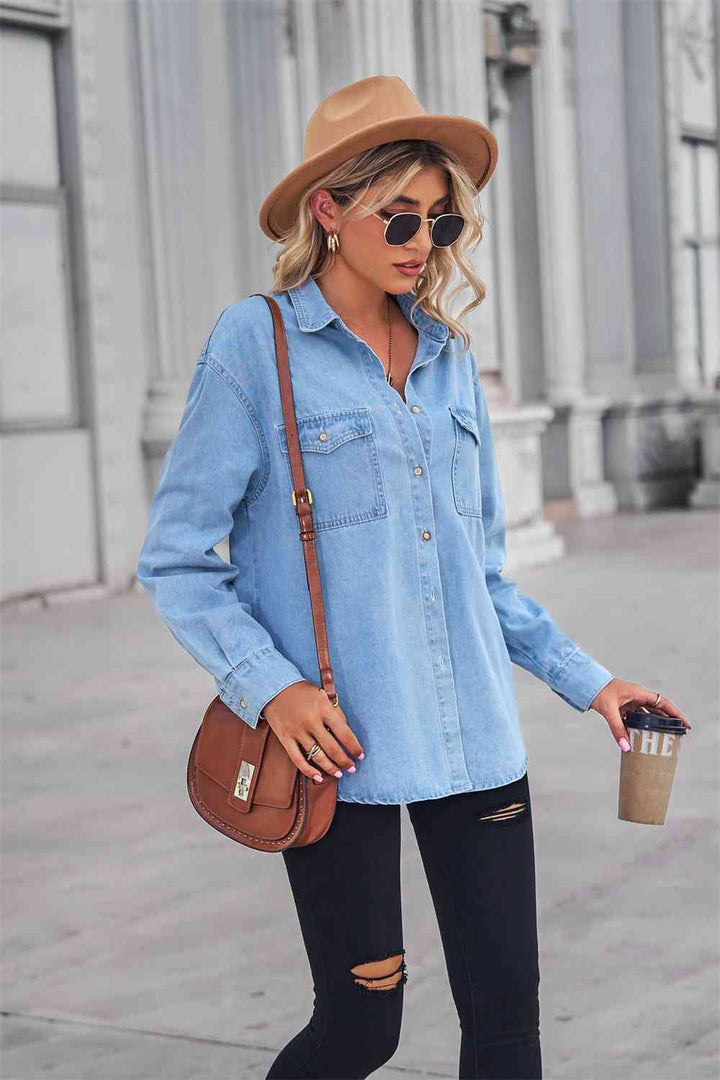 Stilla | Hals Dropped Shoulder Denim Top