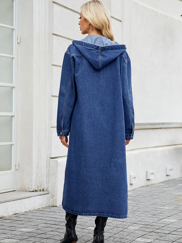 Stilla | Dame Lang Denim-Trenchcoat