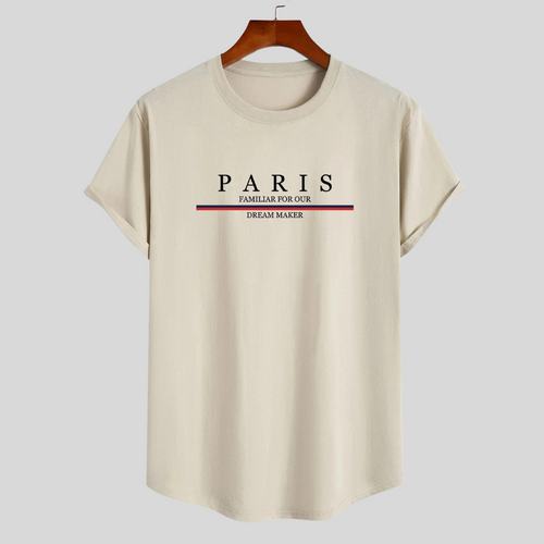Stilla | T-shirt i stribet bomuld Arc Home med Paris slogan tryk