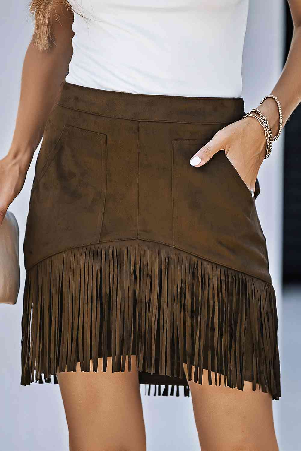 Stilla | Detaljeret Lynlås-bag Skirt Med Lommer