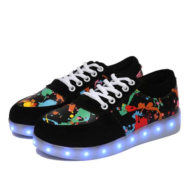 Dame nan LED-lyssneakers med farveklat-design og stødabsorberende lysål Skovae