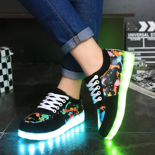 Dame nan LED-lyssneakers med farveklat-design og stødabsorberende lysål Skovae