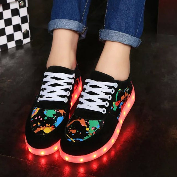 Dame nan LED-lyssneakers med farveklat-design og stødabsorberende lysål Skovae