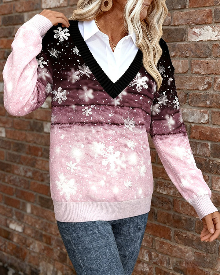 Stilla | Sweatshirt med skjortekrave og tryk