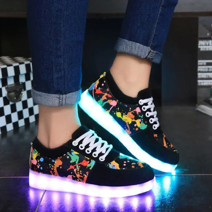Dame nan LED-lyssneakers med farveklat-design og stødabsorberende lysål Skovae