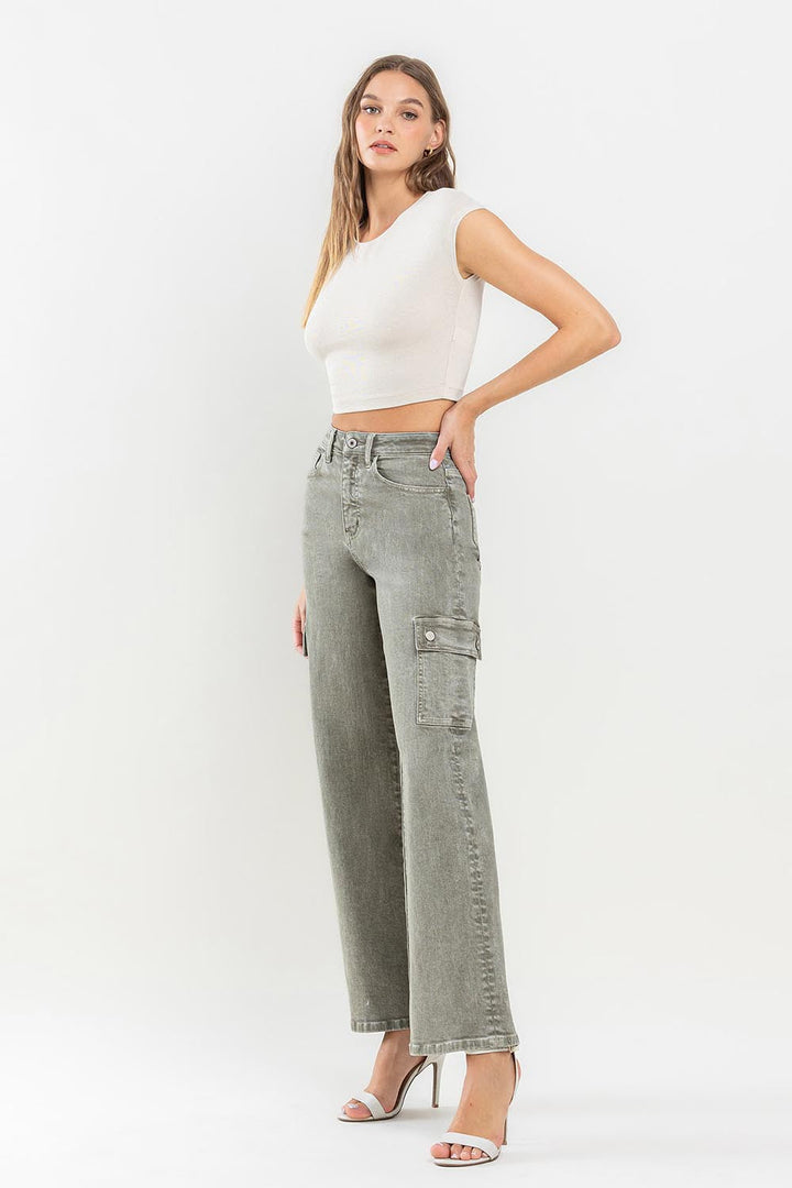 Stilla | by Flying Monkey 90'ernes Super High Rise Cargo Jeans