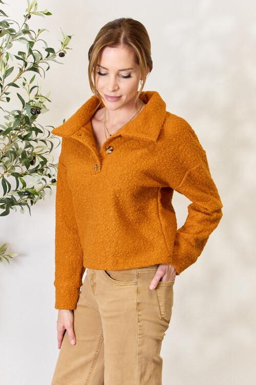 Stilla | Code Fuld Størrelse Halv Knap Turtleneck Sweatshirt