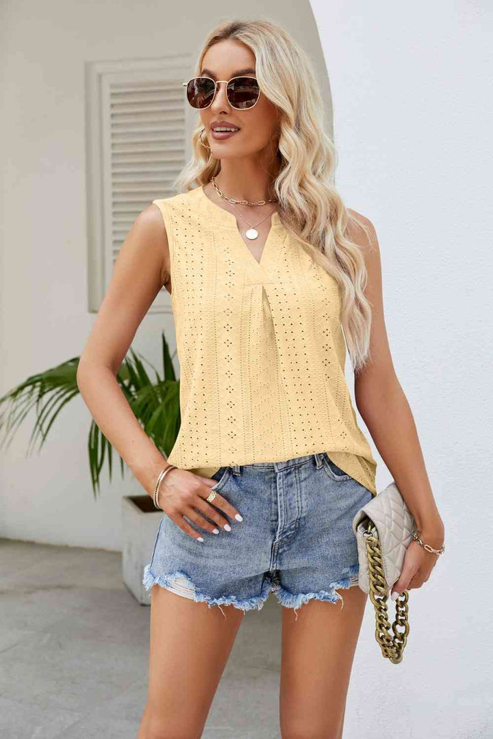 Stilla | Hals Kurvet Kant Eyelet Tank