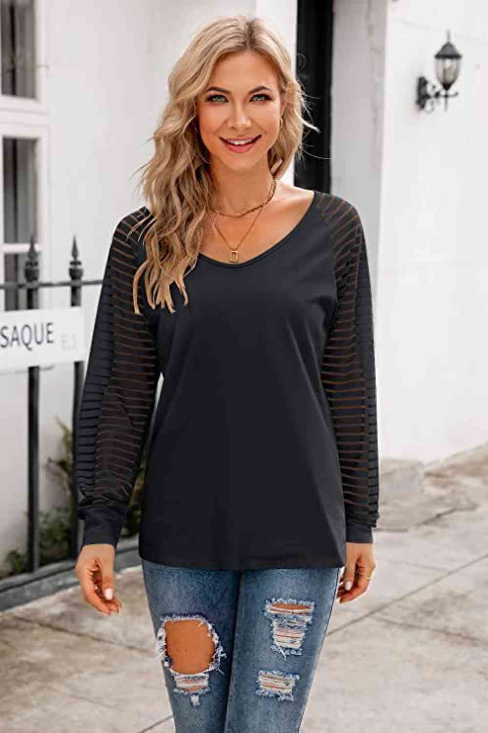 Stilla | Neck Lang Raglan Ærme Top